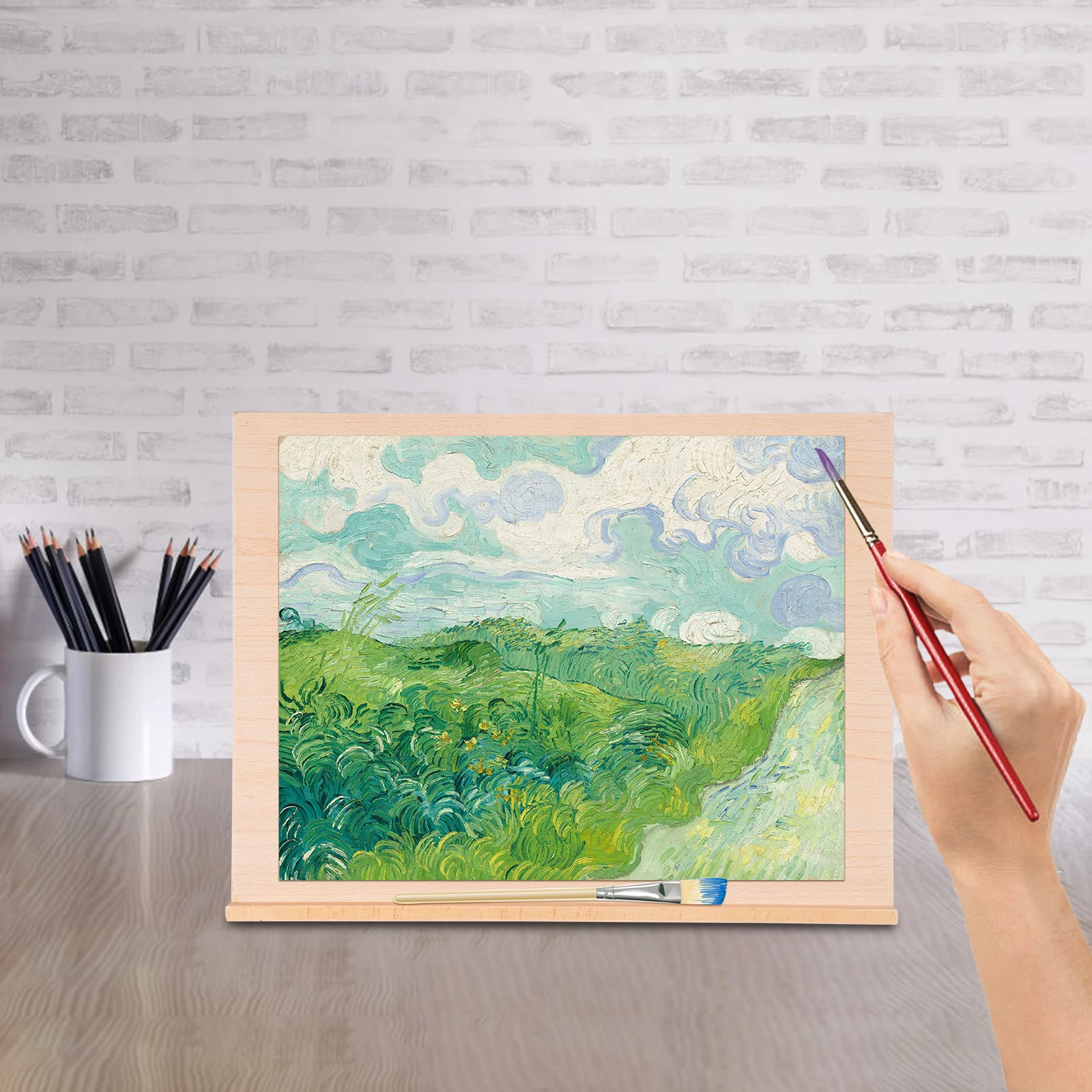 

Wooden Angle-Adjustable Sketchpad Frame Folding Portable Painting Board Stand With Baffle Strip Used For Sketching Studio
