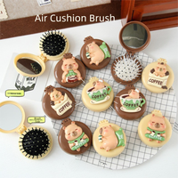 New Foldable Air Cushion Comb Portable Mini Mirror Head Massage Comb Dual Function Cartoon Design Scalp Meridian Comb Travel Use