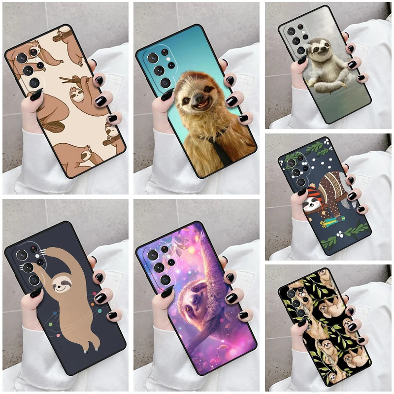 Phone Case For Samsung Galaxy S24 S23 S21fe S22 Ultra Plus Note 10 20 S8 S9 S10 Cover Cute Sloth Animals