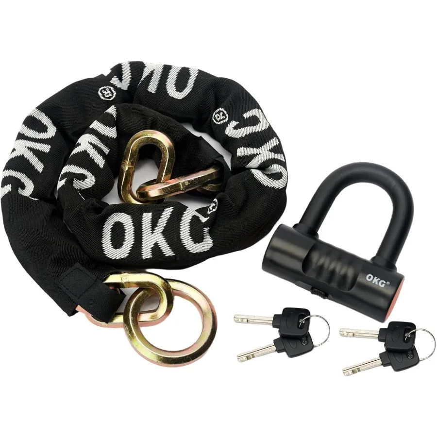 

Ultra Security Motorcycle Chain Lock with 4 Keys 13lbs Weight 5 ft x 1 2in 12mm Thick HighTech CutProof Chain for Secure Parkin