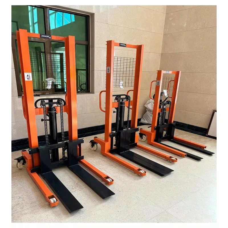 1 ton 1.6 meters forklift hydraulic manual stacker forklift manual pallet truck stacker