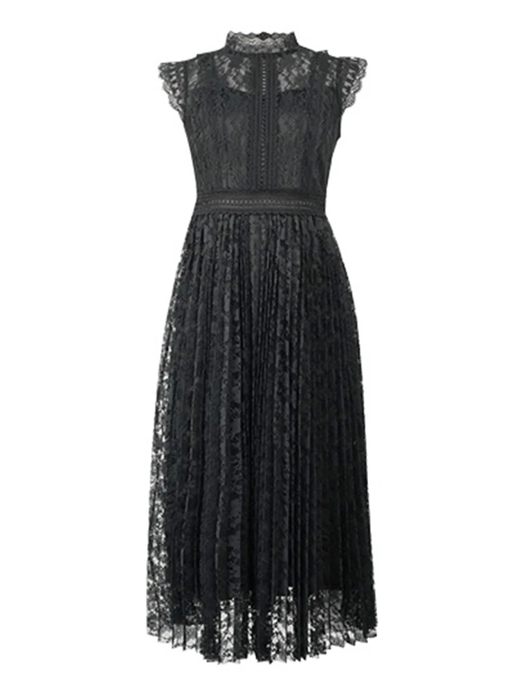 Sweet Celebrity Prom Dress for Women Elegant Black Sheer See Through Lace Swing Robe Female Party Holiday Vestidos Mujer Dating