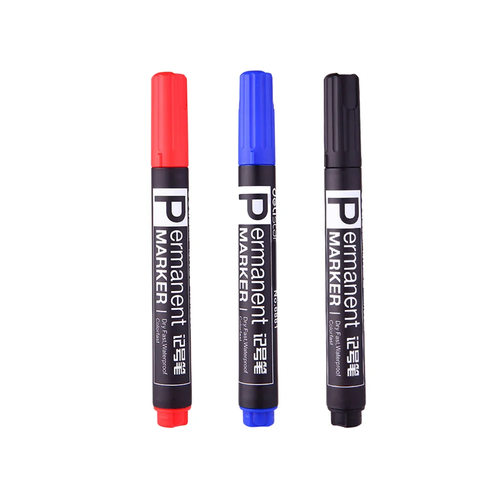 3pcs Marker Oil-Based Ink Fast Dry Waterproof Colorfast Medium Point Paint Sketch Permanent Markers for Drawing Supplies (Re