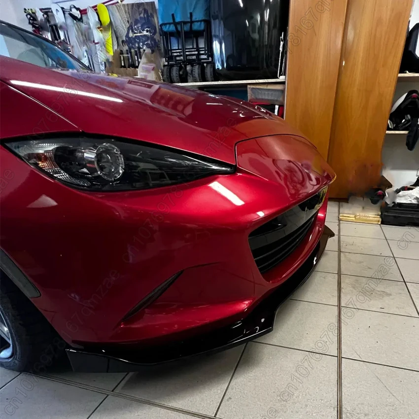 المصد الأمامي للسيارة لمازدا MX-5 MX5 Miata ND 2-Door 2016-2025 مجرفة شفة أمامية سبويلر تعديل خارجي أسود لامع مجموعات #4