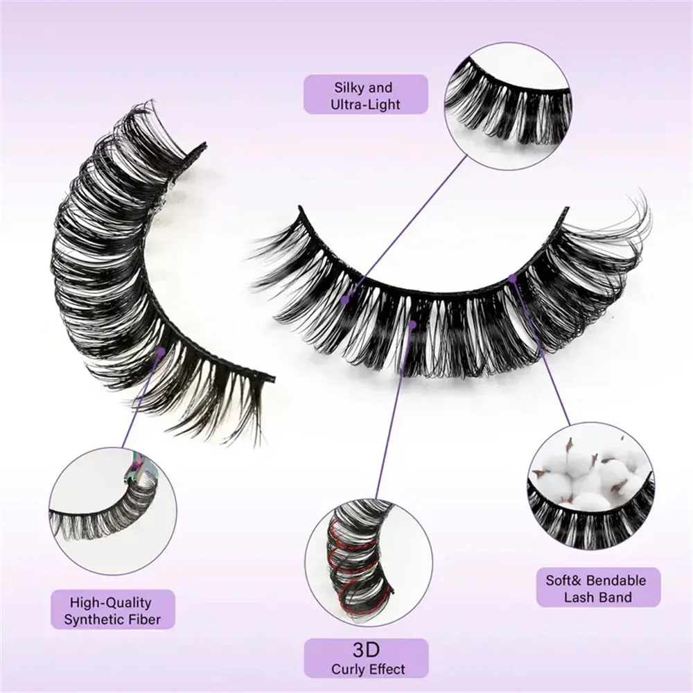 ロシア製ストライプつけまつげキット、ドラマチックなロングフォックスアイリフトデザイン、フルバーで外側のまつげを長くしてボリュームアップ、ビューティーメイクアップ用