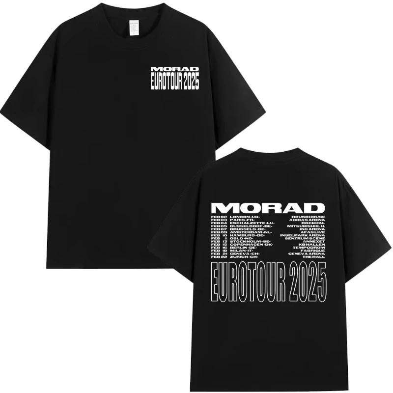 

Rapper Morad 2025 Tour T-shirt Men's and Women's Harajuku hip-hop Pop Music Street Casual cotton extra-large T-shirt streetwear