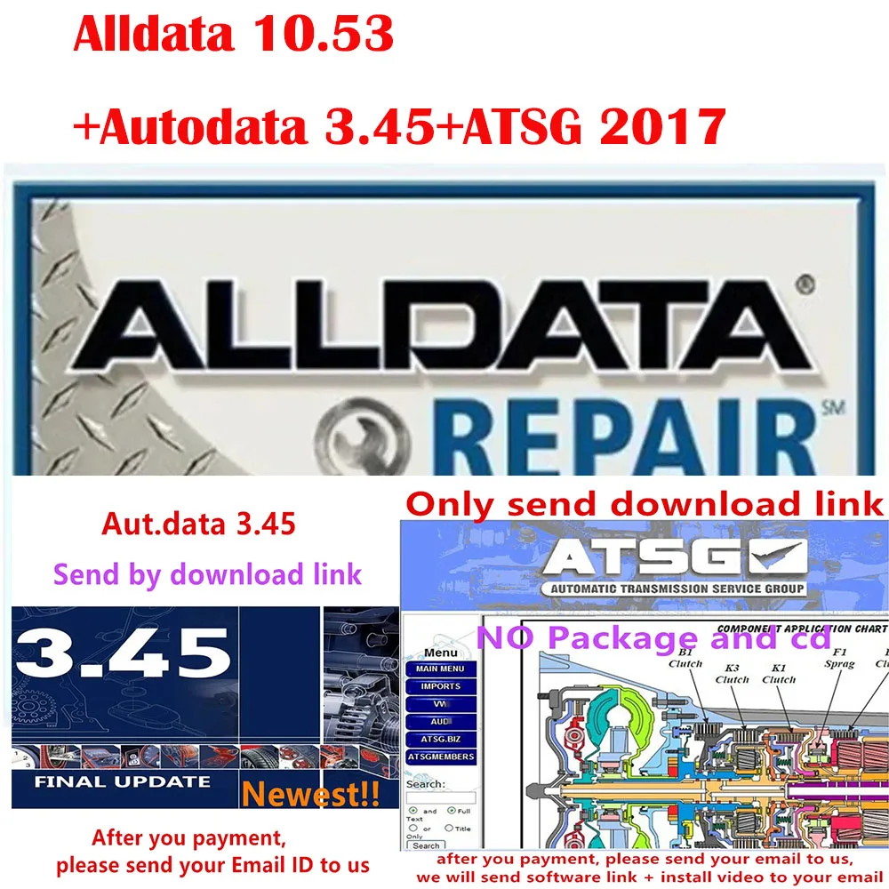 

Alldata 10.53 auto car diagnostic Software install+Auto repair software Autodata 3.45+ATSG 2017 Automotive Maintenance Software