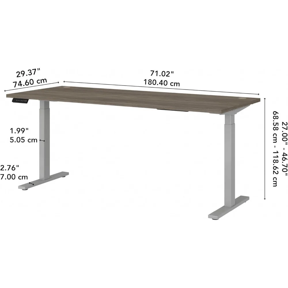 Table d'ordinateur électrique ergonomique, 72W x 30D, 60 séries, en Hickory moderne, pour la maison et le bureau professionnel