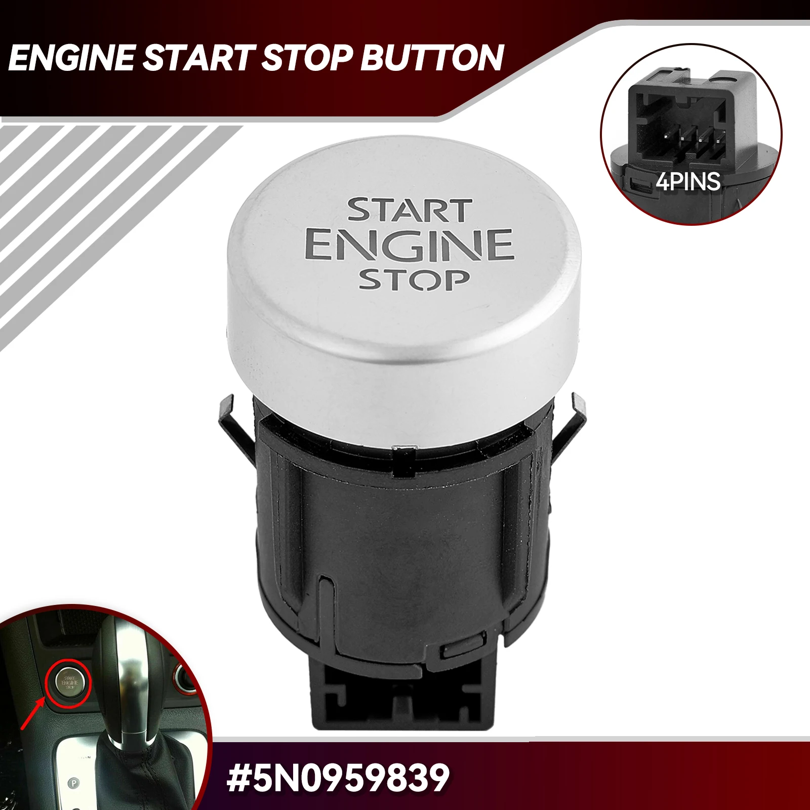 5N0959839 Automatic Engine Start Stop Switch Button For VW Golf Plus Sharan TIguan Seat Alhambra 2008-2021 5N0959839A 5N0959839B