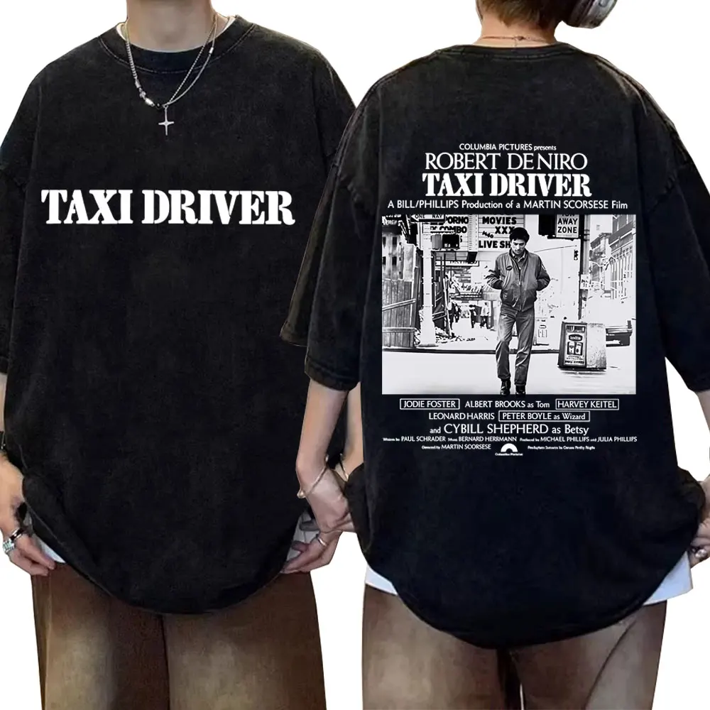 

Washed Vintage Classic Horror Thriller Movie Movie Taxi Driver Robert De Niro Graphic T-shirts Men Women Casual Cotton T Shirts