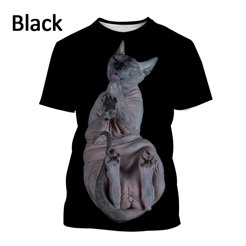 2022 Men and Woman Summer 3D T-shirt Personality Animal Sphynx Cat Printing Short-sleeved Unisex Hip-hop Harajuku T-shirt Top