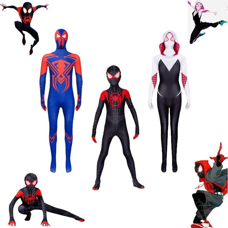 Cosplay Miguel O\'Hara,Miles Morales,Spider Gwen Superhero Jumpsuit Carnival boy Girl costume Adult Child costume birthday gift