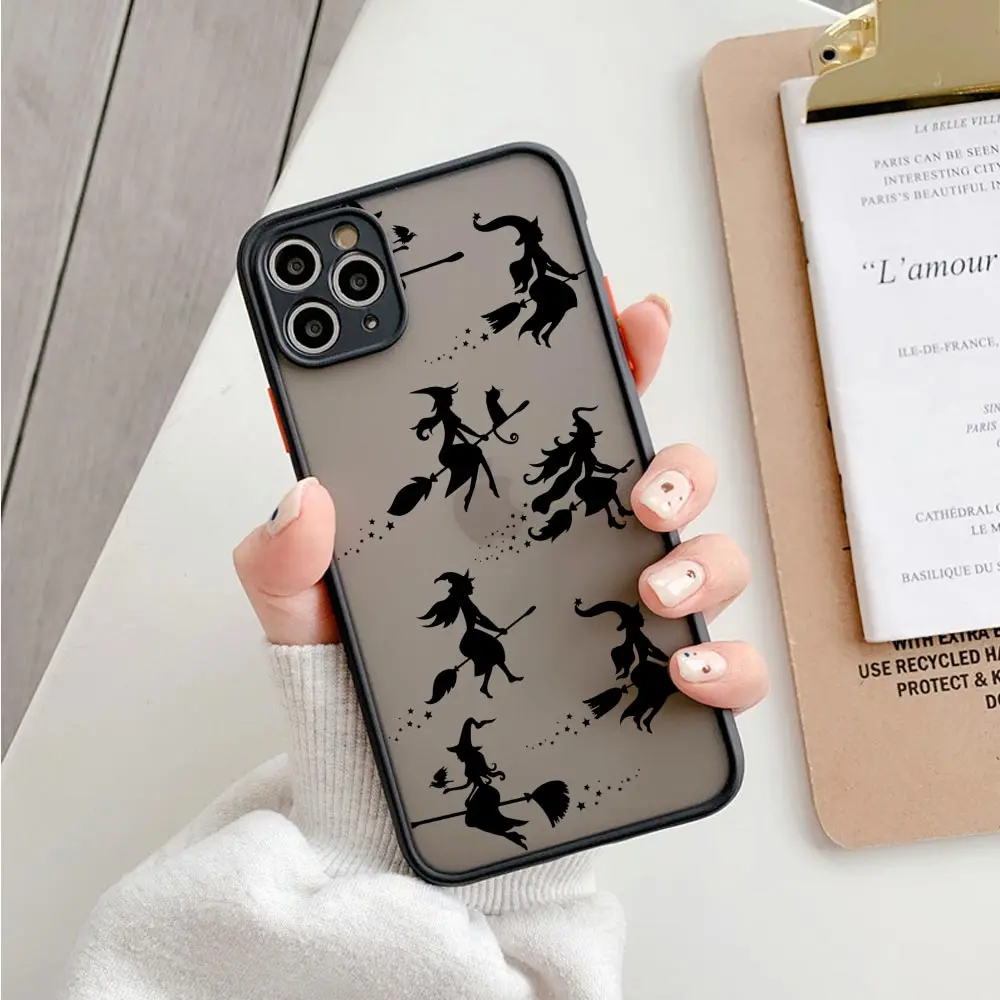 Czarne etui na telefon Halloween 14 13 12 11 Max Mini 7 8 Plus SE XS X XR Cover Cartoon Ghost Fundas na iPhone 11