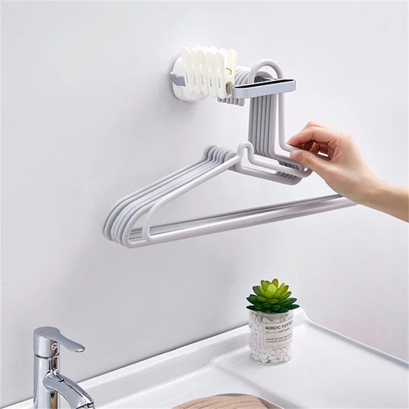 Drying Rack Clothes Hanger Storage Artifact Free Perforated Balcony Folding Trouser Rack Organizing Hook Drying Clothes Hanger S