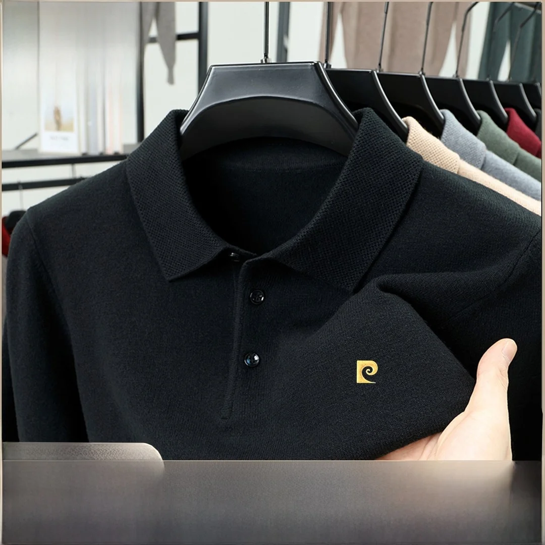 

Мужской вязаный шерстяной свитер Pierre Cardin с флисовой подкладкой, осенне-зимний, теплый, повседневный, модный, деловой стиль