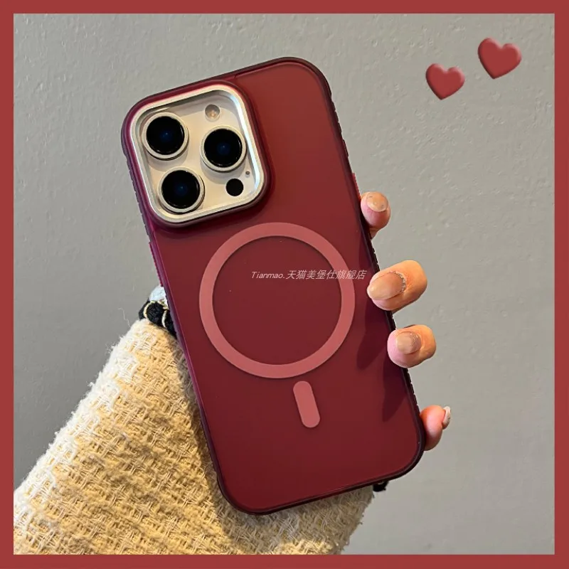 

Simple candy color semi-transparent skin feeling magnetic suction through the plum for iphone12/13 16promax phone case anti-drop