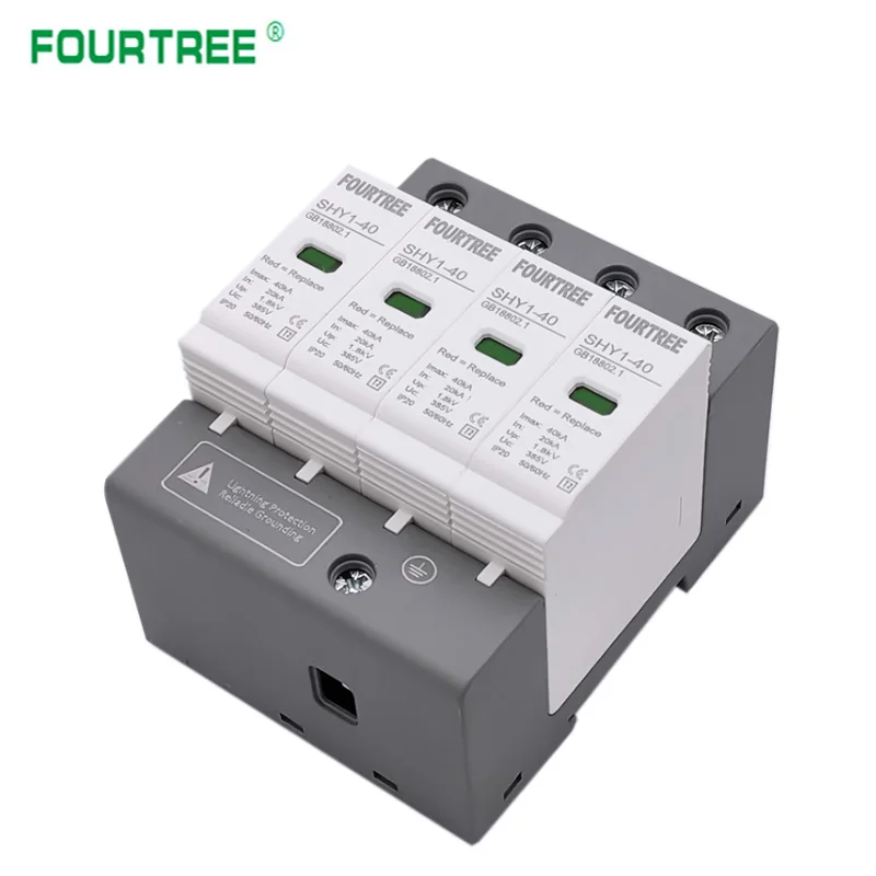 AC SPD Surge Protection 2P 3P 4P 10〜20KA/20〜40KA /30KA〜60KA House Lightning  Protector Low-Voltage Arrester Protective Device