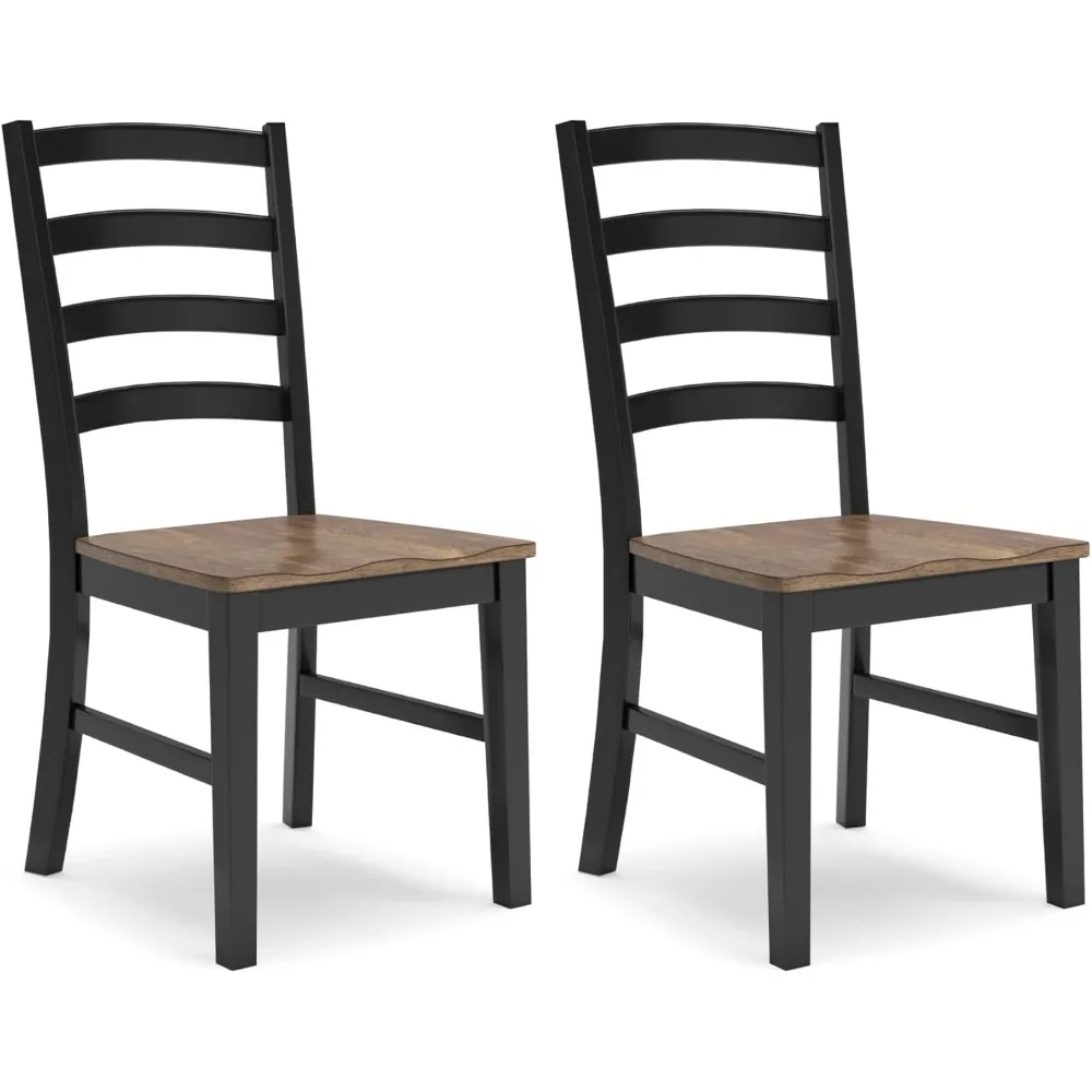 كراسي تناول الطعام الريفية المميزة من Ashley Wildenauer، زوج باللون الأسود والبني الفاتح