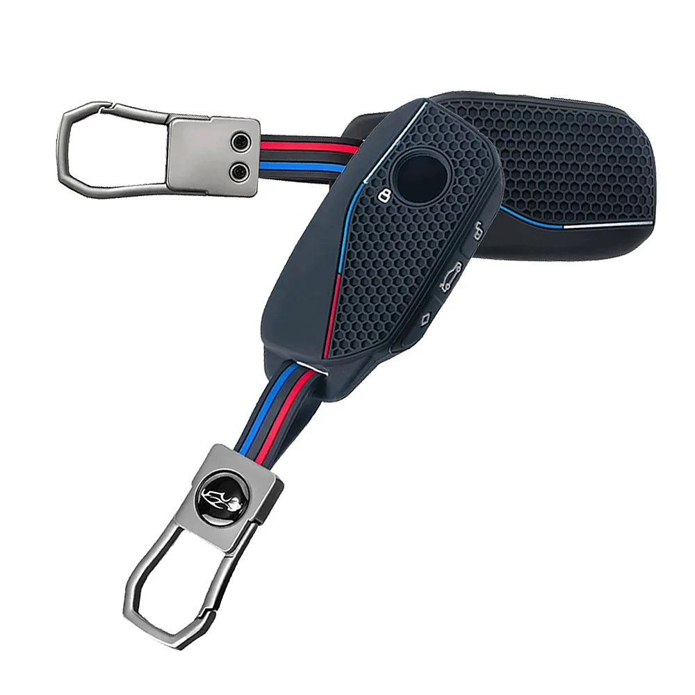 2 PCS Silicone holder key cover Accsesories car key case keychain for BMW Series 7 735i 740Li X7 X1 U11 2023 I7 G07 LCI XM