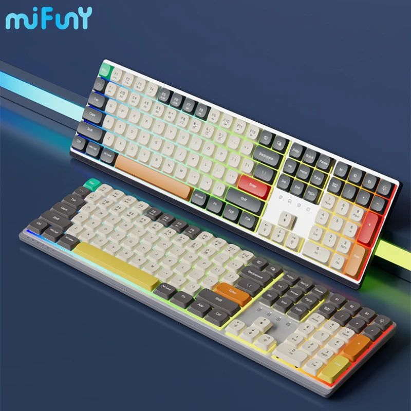 

MiFuny Mechanical Keyboard Ultra Thin 110 Key Wireless Bluetooth Gaming Keyboards Hotswap Low Profile Linear Red Brown Switche