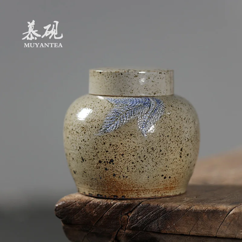 

Mu Yan Japanese-Style Vintage Canister, Handcrafted Storage Jar, Kung Fu Set Accessory, Pu'er Container For Tea Activation