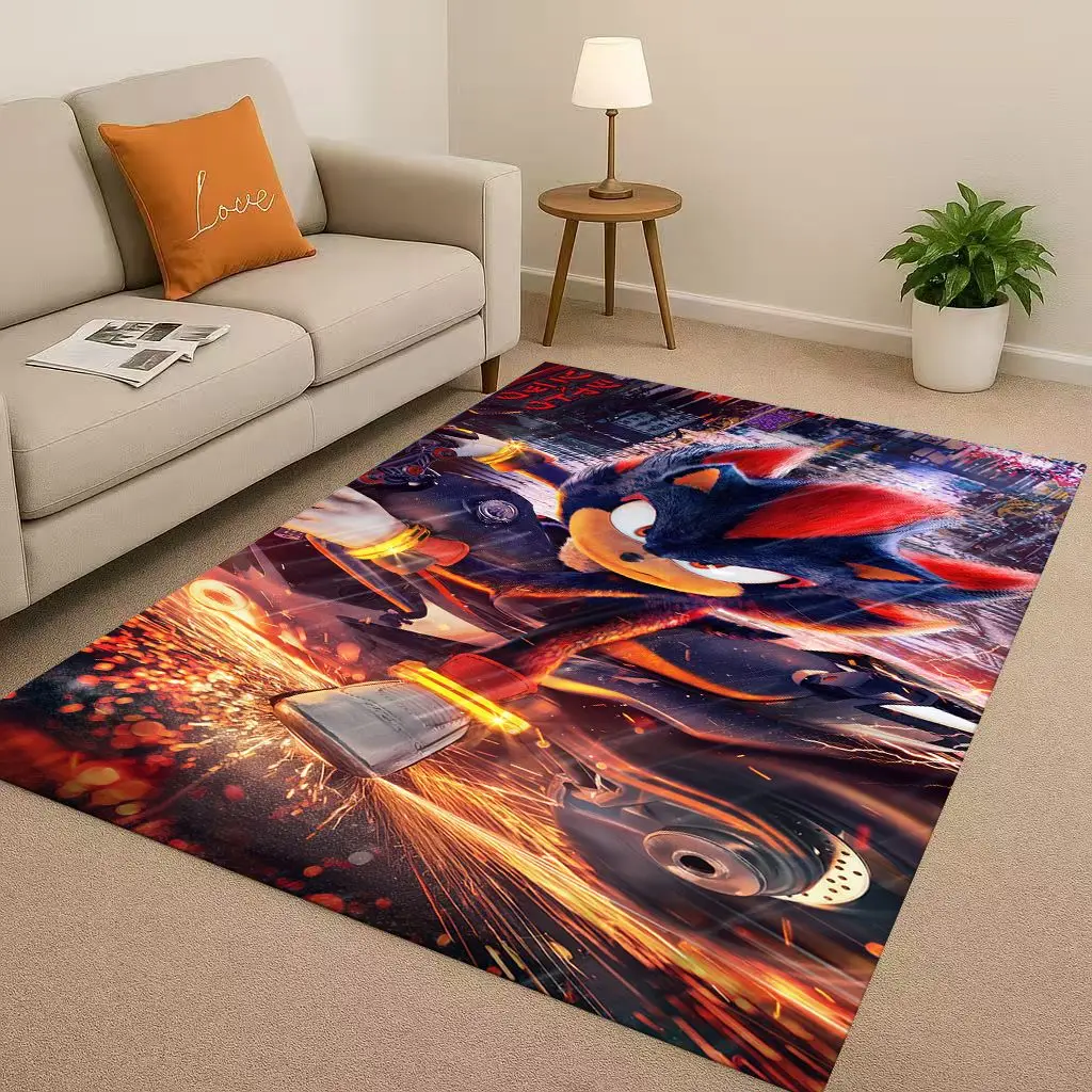 Alfombra antideslizante con dibujos animados 3D S-Sonics para sala de estar, alfombra suave para dormitorio, sala de juegos y sofá, felpudo fácil de limpiar para decoración del hogar