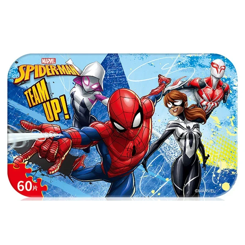 60 Pieces Of Iron Box Jigsaw Puzzle For Children In Spider-Man The Avengers To Teach Children Early Intellectual Toys Boy Giftst