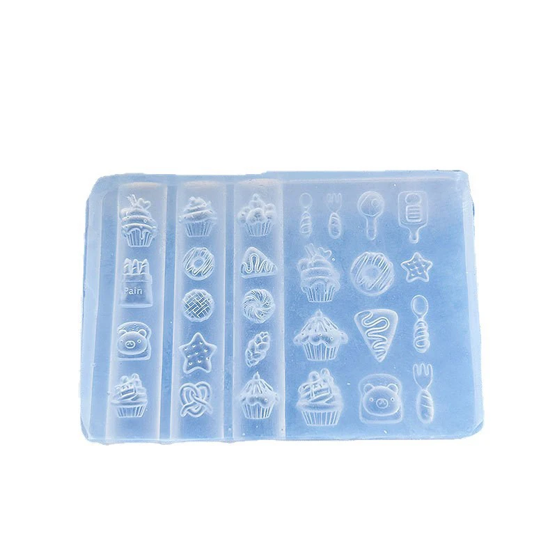 3D Silicone Nail Art Mold Cartoon Cute Dog Bear Cake Bread Relief Carving Diy Design Nail Parts Charm Decorations Manicure Tool