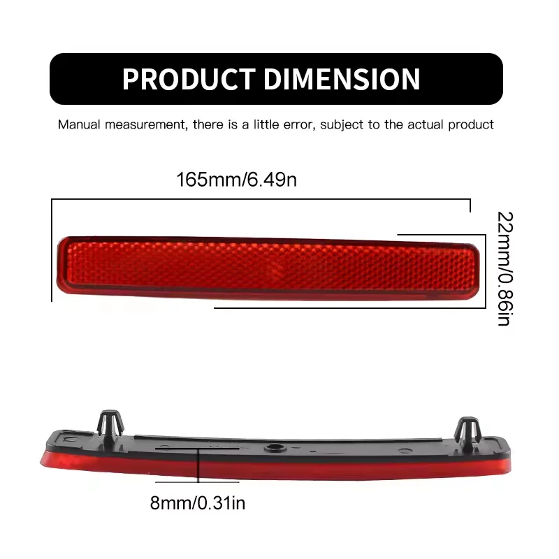 

2Pcs Red Lens Rear Bumper Reflector Tail Brake Stop Signal Light shell no bulb For Volkswagen VW T5 Transporter OEM# 7E0945105
