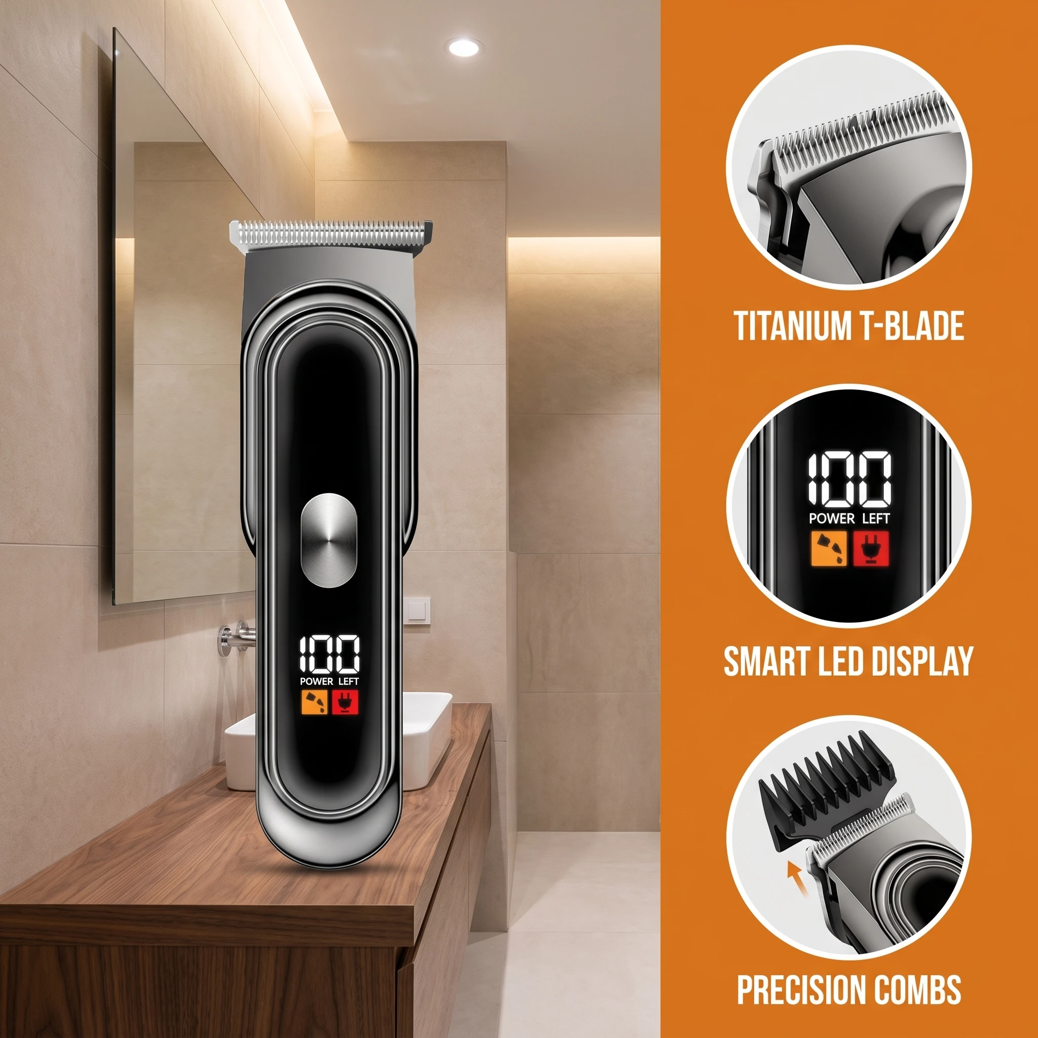 USB Rechargeable Electric Hair Clipper Titanium Sharp Blade Cordless Beard Trimmer Men Hair Cut Machine For Bald Head Carving - view 5
