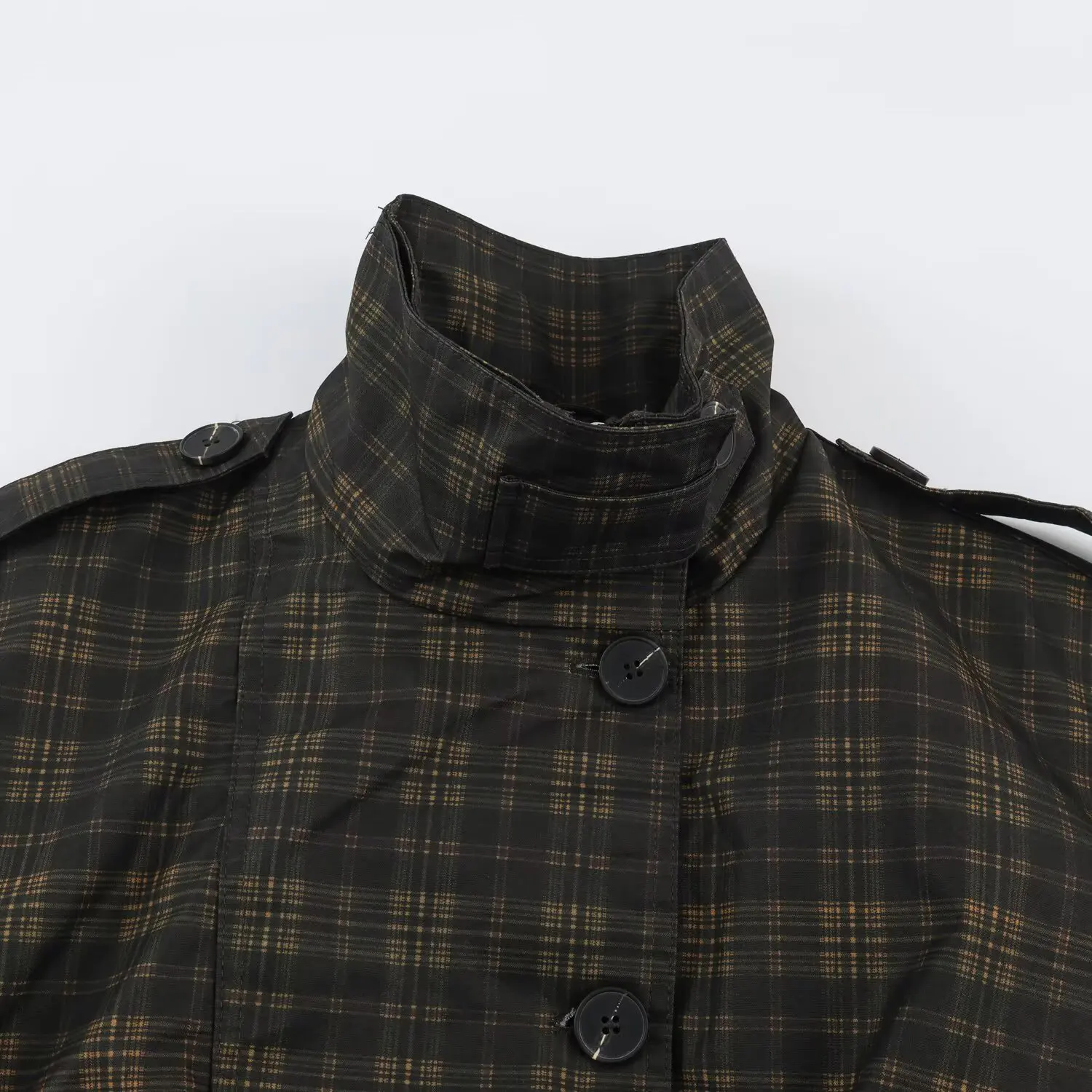 KASLEAD Women's Plaid Pilot Jacket Short Outerwear Long Sleeve Polyester Fiber Button Closure Autumn Fashion 2026