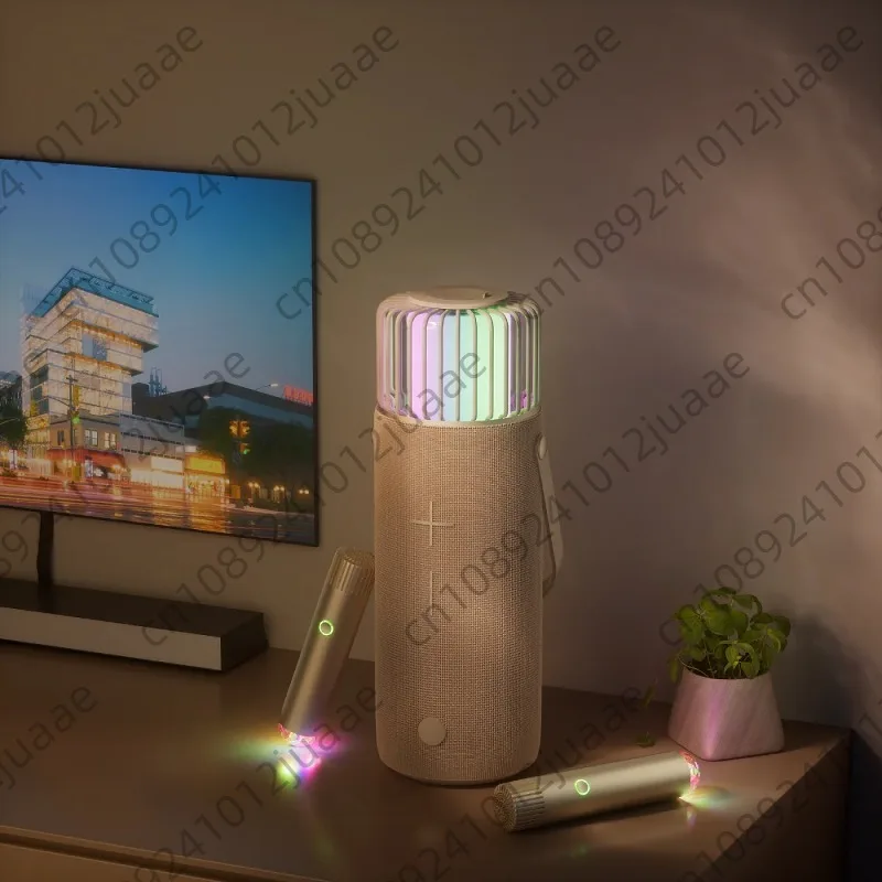 Gift Ideas 2025 Portable Audio Integrated Mics Singing Karaoke Outdoor Wireless Blue-tooth Speaker With Wireless Mic