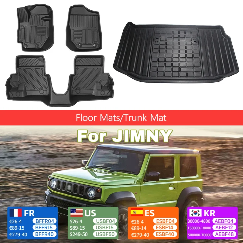 

Floor Mats For Suzuki Jimny Left Right Rudder 2019-2025 Double Layer Foot Carpets TPE Trunk Pads Non-Slip Waterproof Car Liners
