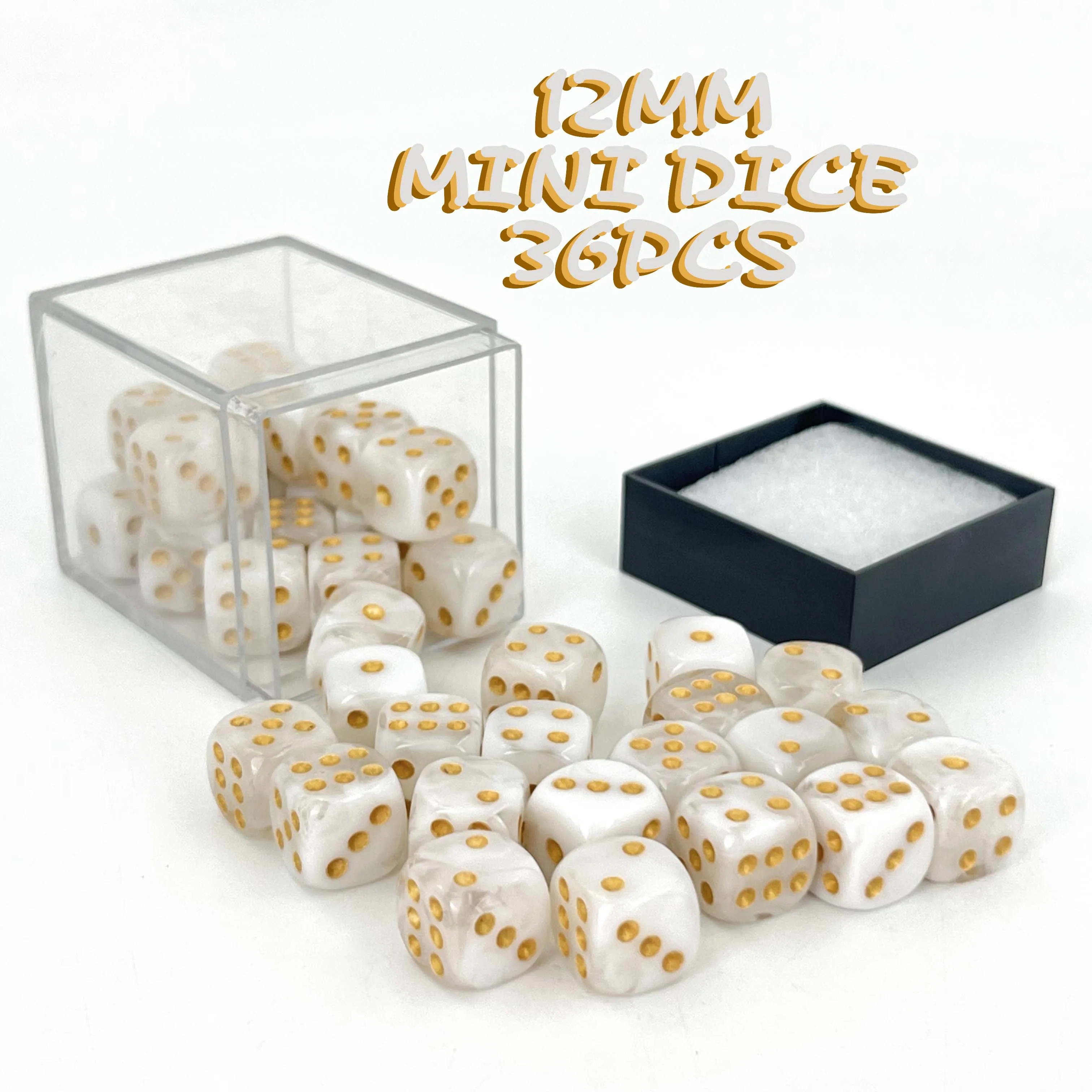 

12mm D6 Double Colorful Small Dice 36pcs Set with Clear Display Case for RPG Board Games Casino Tabletop DND Accessories