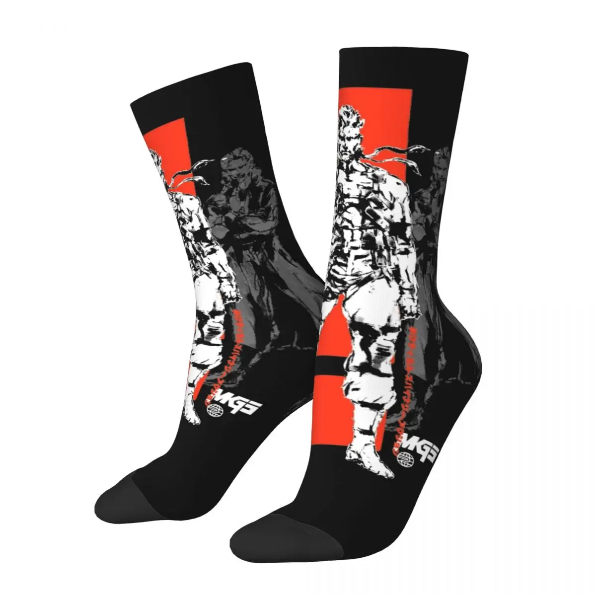 Crazy Design MGS Snake Skateboard Socks Metal Gear Solid Polyester Long Socks for Unisex