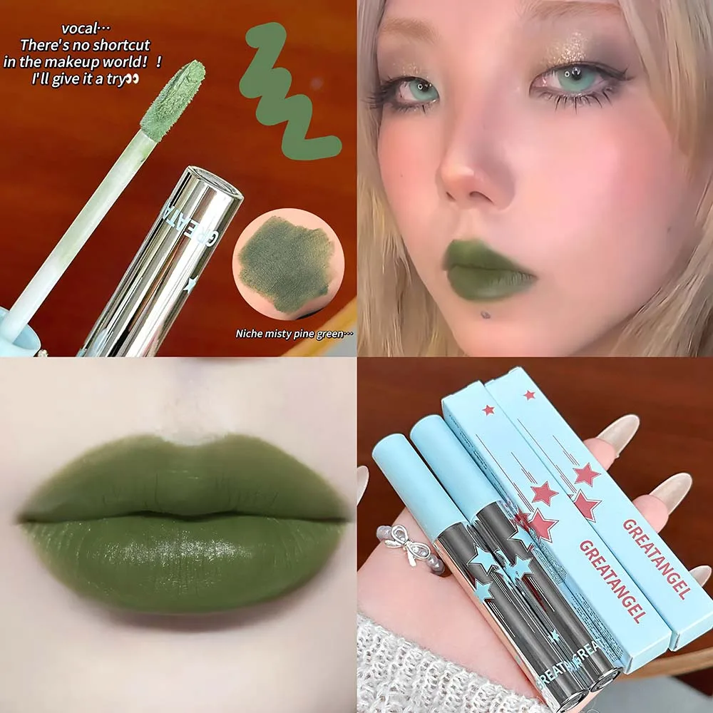 Moss Green Velvet Lip Mud Matte Mousse Lip Tint Long Lasting