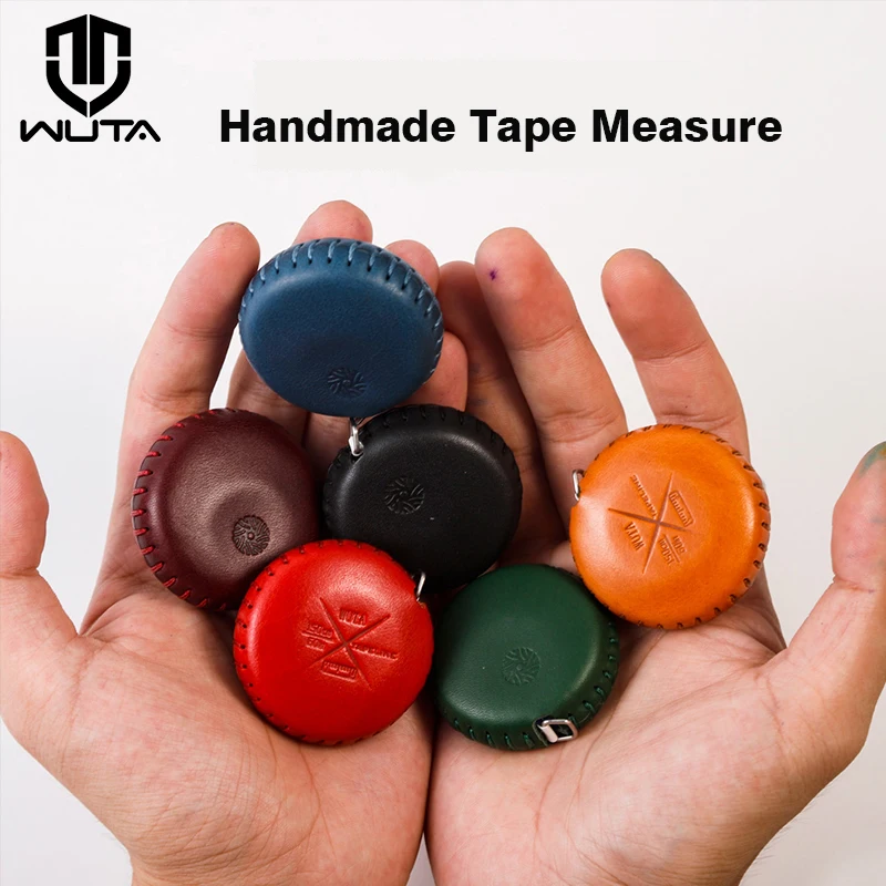 WUTA Soft and Retractable Tape Measure Genuine Leather Handmade Gift Portable Mini Ruler Case Body Tailor Craft Cloth Dieting