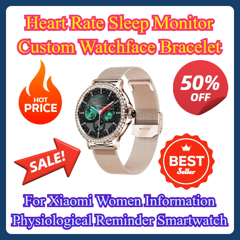 Heart Rate Sleep Monitor Custom Watchface Bracelet For Xiaomi Women Information Physiological Reminder Smartwatch