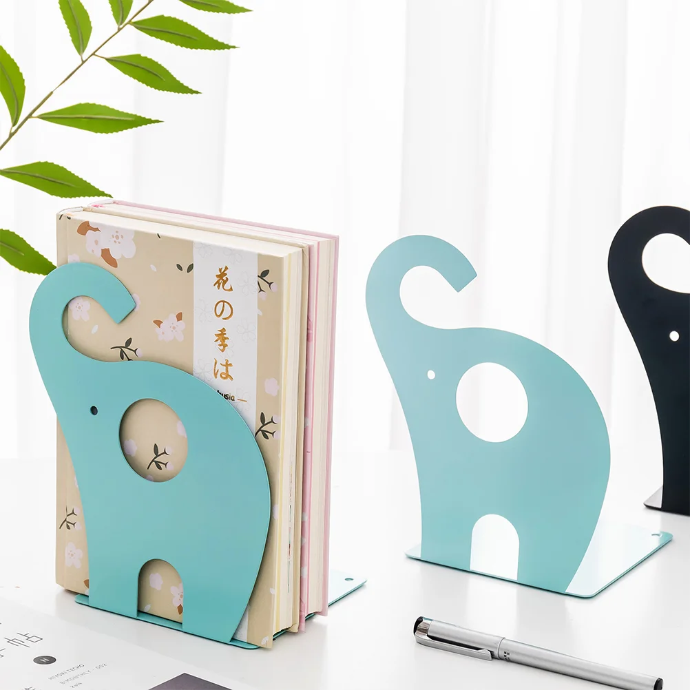 Table Top Metal Bookends, Elefante Bookends, Organizador Black Fold, Bookends, Suportes, Stand Desk