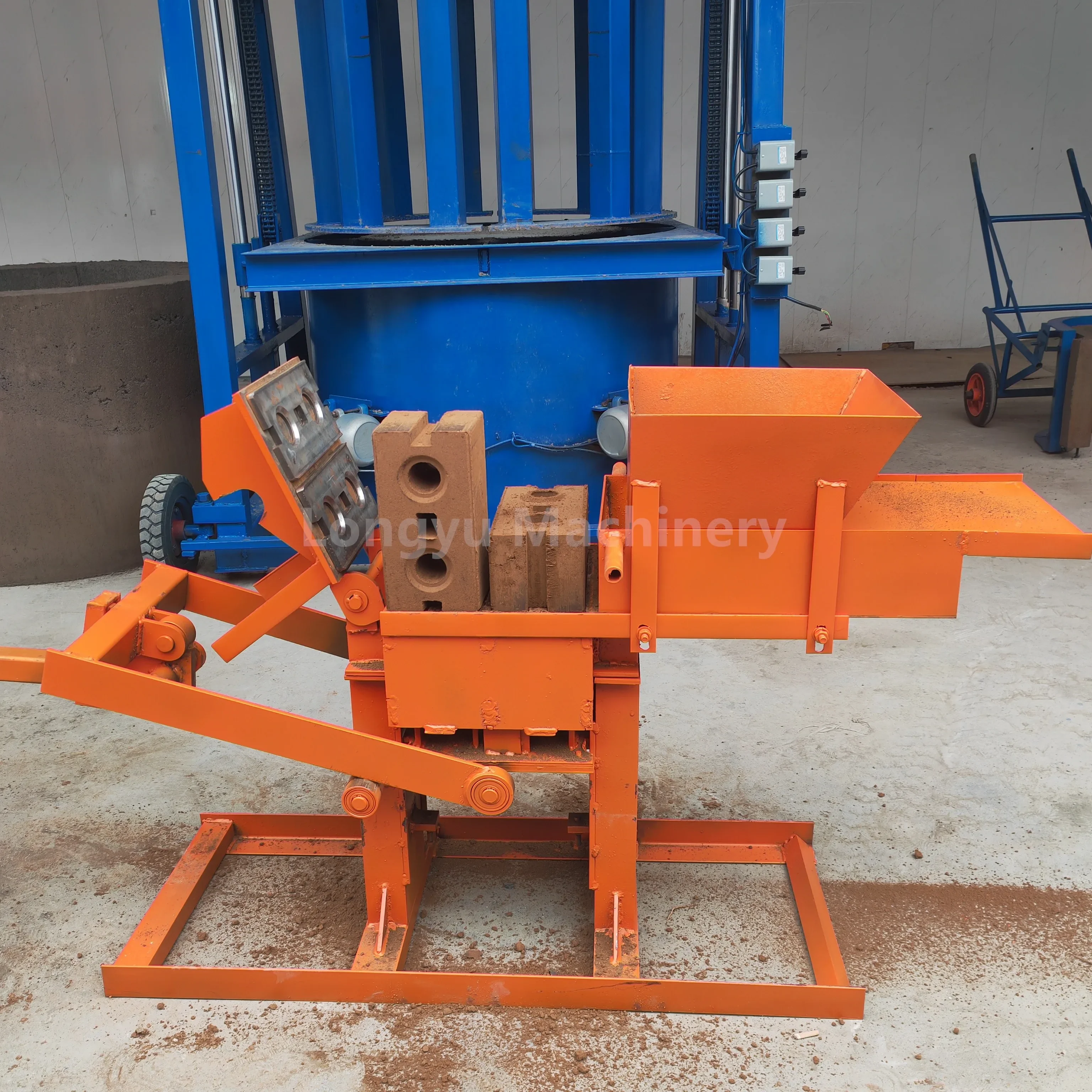 Hydraulic clay brick machine with standard and stone powder, clay pressing machine, soil hollow making machine