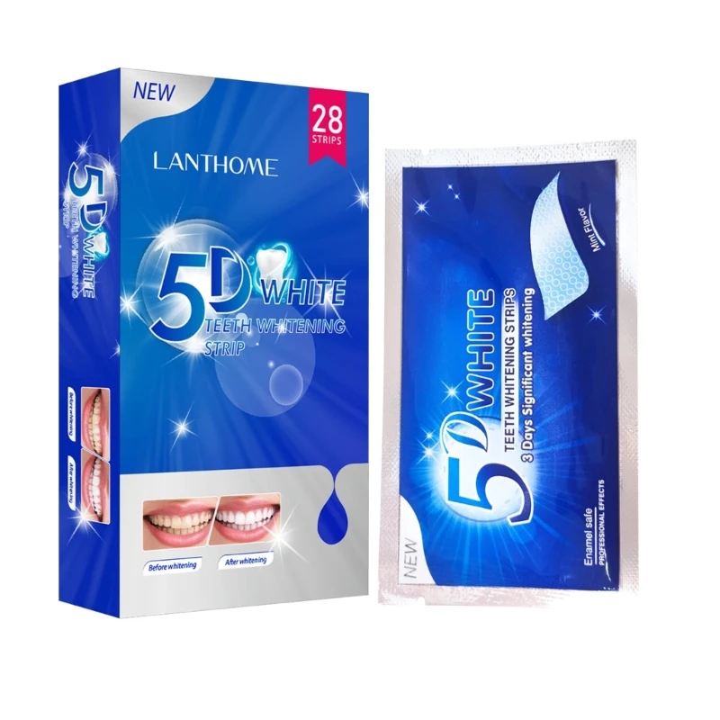 14 paar 5D gel-tandenbleekstrips witte dubbele elastische tand tandheelkundige