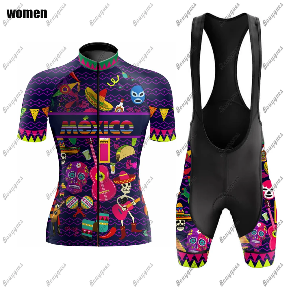 Mexico 2022 New Women Cycling Jerseys Sets MTB Cycling Clothing Breathable PRO Mountian outdoor sport Bicycle Clothes Bike Wear