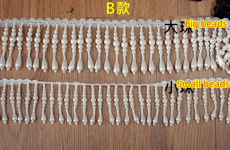 2 Yard/Lot Perlenanhänger Spitzenbesatz DIY Fransen Quaste Hochzeitskleid Kleidung Cheongsam Schal Lampe Vorhang Dekoration – Detail 7