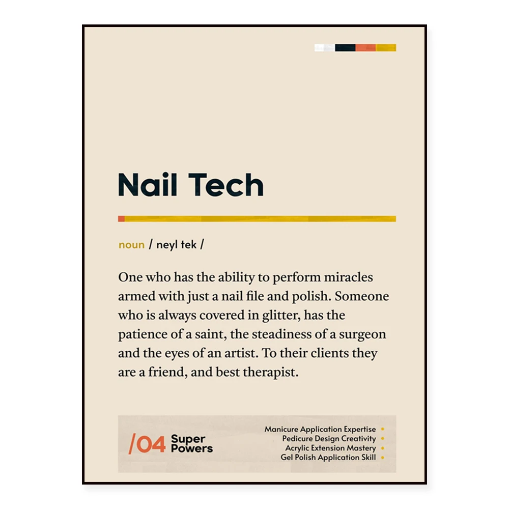 Biologist, school psychologist, tattoo artist, manicurist, pharmacist, doctor definition poster decoration