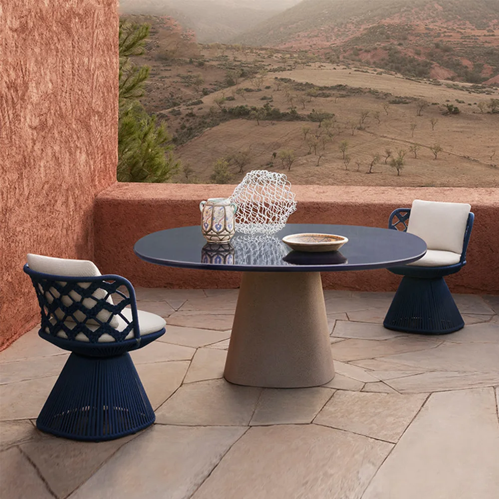 

Outdoor balcony rattan chair three-piece combination open-air sofa chair waterproof garden courtyard leisure rattan table and ch