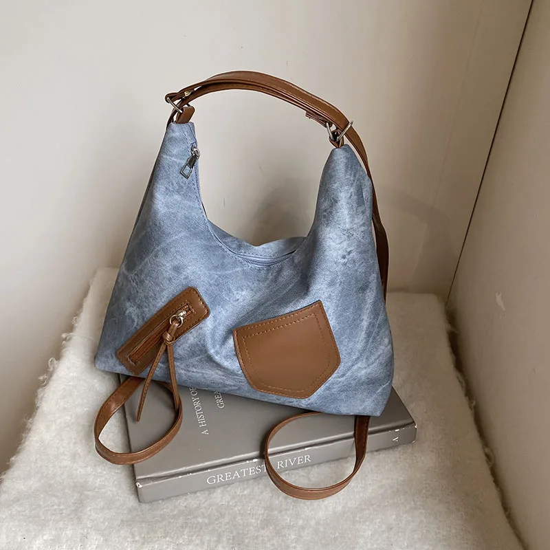 Женская сумка-тоут большой вместимости, универсальная сумка через плечо, новинка 2023 года, повседневная модная сумка для покупок на одно плечо в этом году