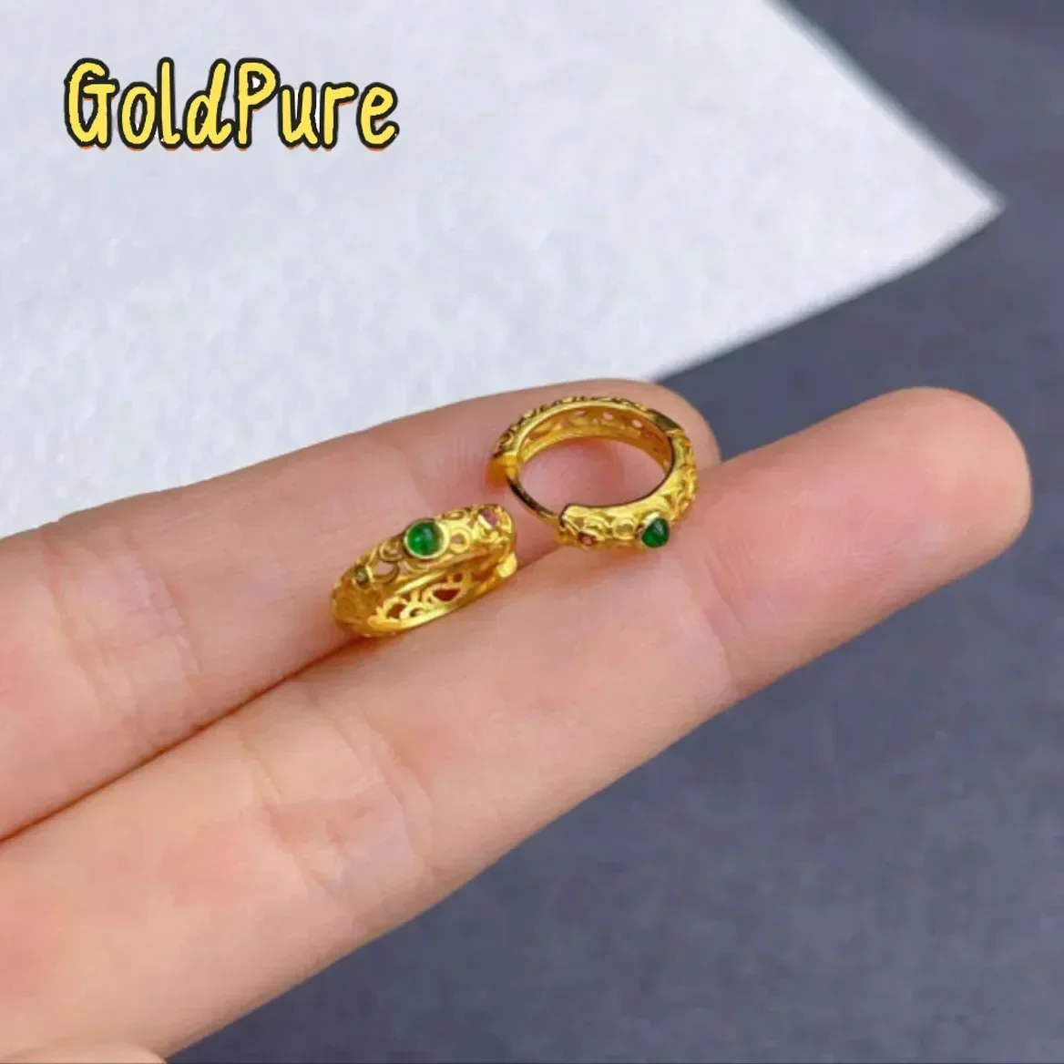 

Goldpure Vintage Women's 9999 24K Real Gold Hollow Wire Earrings with Complex Temperament Hoop Earrings and Jewelry for Mom Girl
