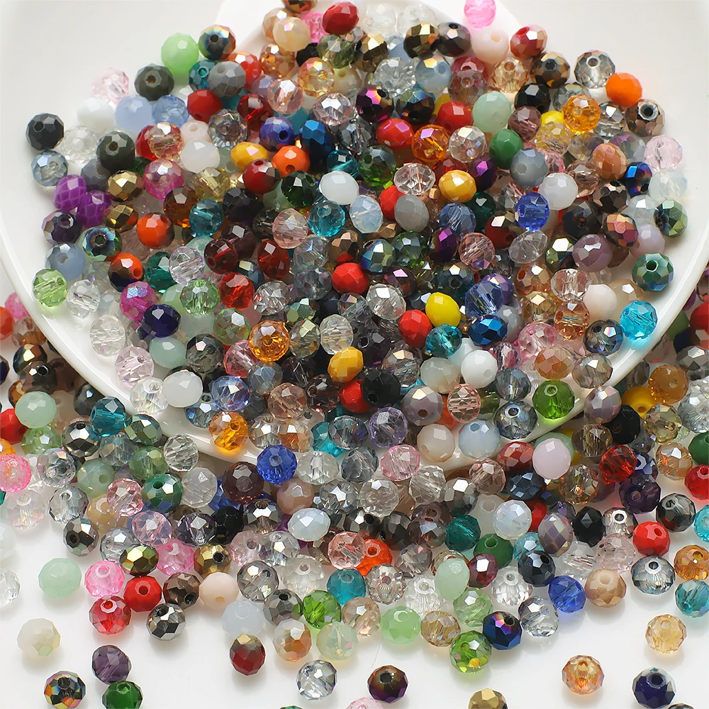 4MM 6MM 8MM mieszane szklane koraliki Rondelle fasetowane kryształowe luźne koraliki do tworzenia biżuterii bransoletka Nacklace kolczyki DIY frezowanie — zdjęcie 7