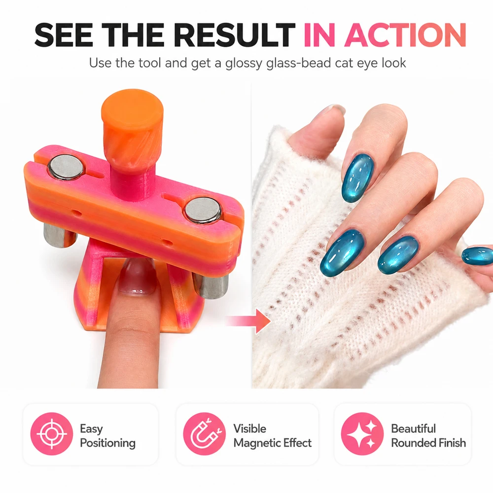 Nailpop Glass Bead Nail Art Magnetic 1Set Cat Eye Magnet For Nails Upgraded Rotating Design DIY Stick Mint Lime Pink Manicure