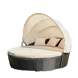 Synthetic Rattan Sunbed with Water Resistant Cushion